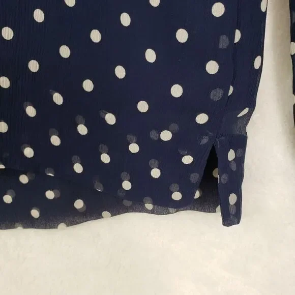 J Crew Shirt Womens 6 Silk Polka Dot Ruffle Long Sleeve F4736 Top - Picture 7 of 13